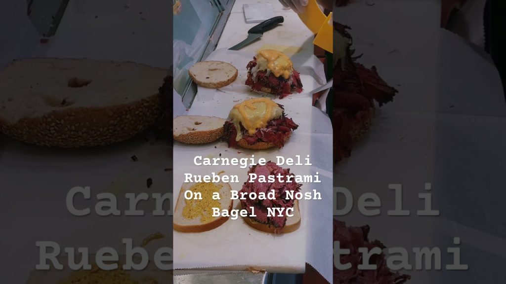 Carnegie Deli Rueben Pastrami On a Broad Nosh Bagel NYC #shorts