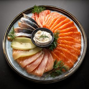 Smoked Salmon Lox, Sable, Whitefish Salad & Cream Cheese Platter